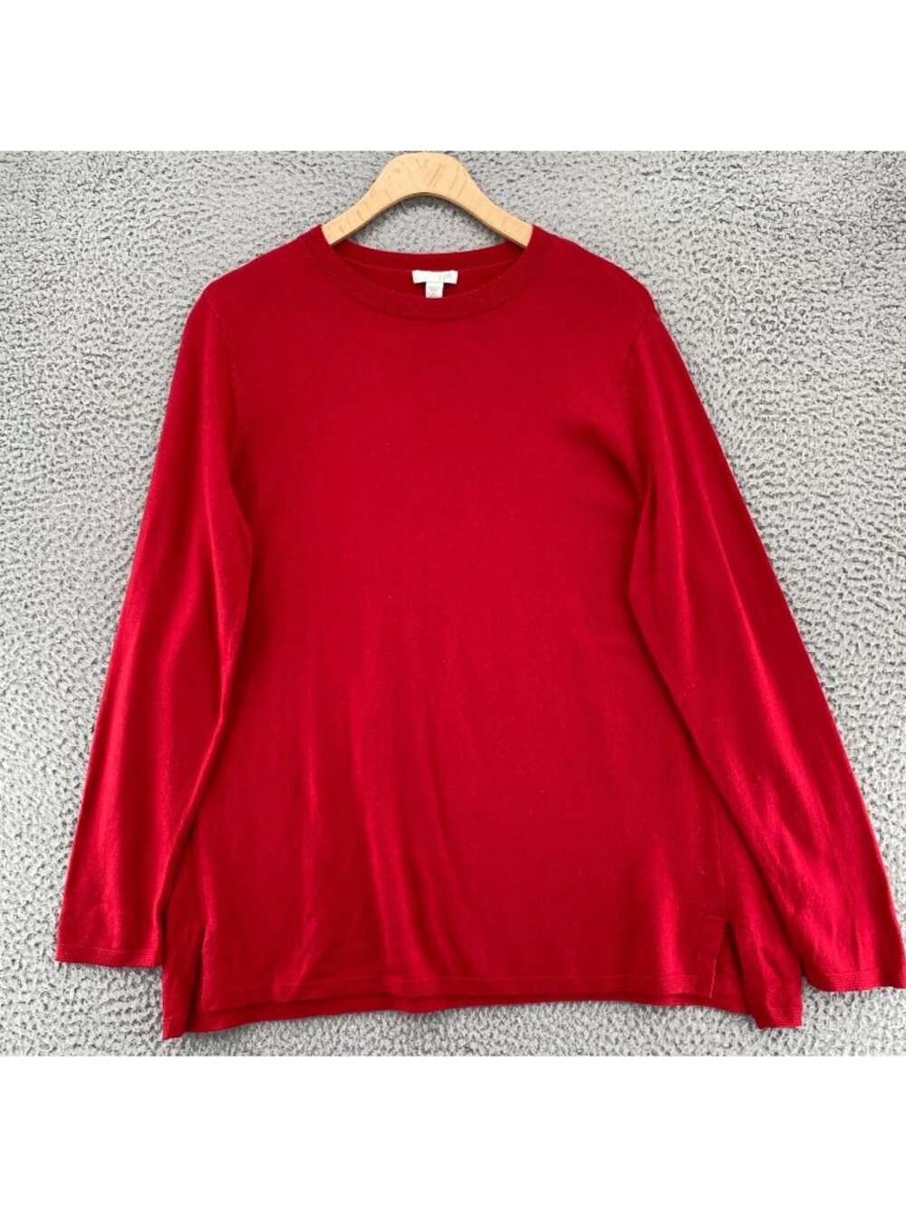 J Jill Sweater Womens Medium Petite Red Cotton Blend Stretch Knit Long Sleeve